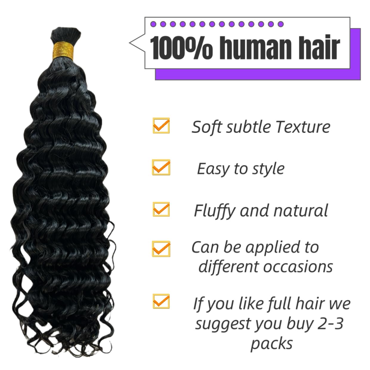 GoGobraids Human Braiding Hair Boho Braids Human Hair Water Wave Bulk Human Hair for Braiding No Weft Bundle Brazilian Virgin Curly Hair Extensions Natural Color 12 Inch 1pack/100g