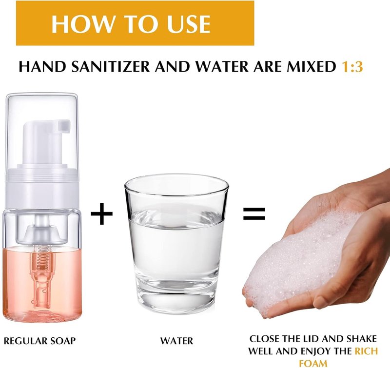 Foam Pump Dispenser 1oz | 50 Pack Refillable Travel Size Bottles for Lash Shampoo & Cosmetics