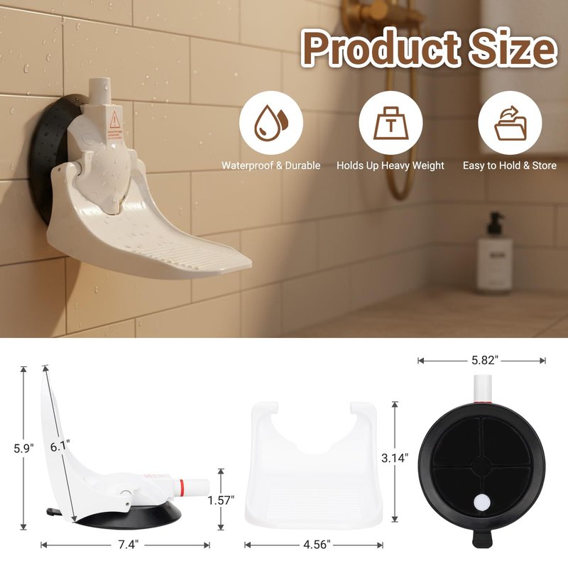 Shower Foot Rest - Shower Foot Rest for Shaving Legs with Powerful Suction Cups, Perfect for Bathroom Shaving, Travel-Friendly, Easy to Install and Carry, Ideal for Women, RV, and Home Use