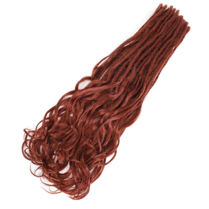 Ajsowju Loose Wave Dreads Synthetic French Curly Double Ended Dreadlock Extensions 24inches 30 Strands Thin Soft Spanish Curly DE Dread Extensions for Women (30 Strands, #350)