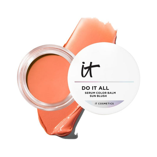 IT Cosmetics Do It All Serum Color Balm Sun Cream Blush & Bronzer, Sun Blossom - Blendable & Buildable, Lift, Reshape, All-Over Color, 24HR Hydration, Hyaluronic Acid, Peptides & Vitamin E - 0.63 oz
