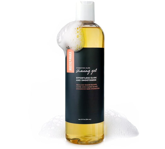 Rustic MAKA Shaving Gel for Women, Organic Aloe & Oils, Extra Sensitive Formula, Smooth Skin, Gel-to-Lather, Paraben-Free, Close and Clean Shave, Effortless Glide