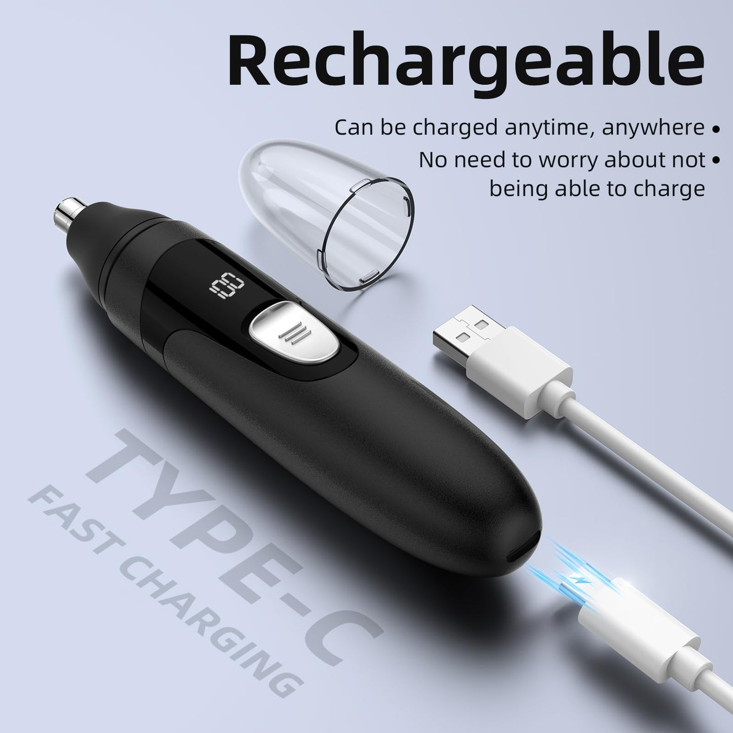 SHOBES Nose Hair Trimmer Painless Rechargeable Ear and Eyebrow Trimmer Professional with Edge Blades (Black)