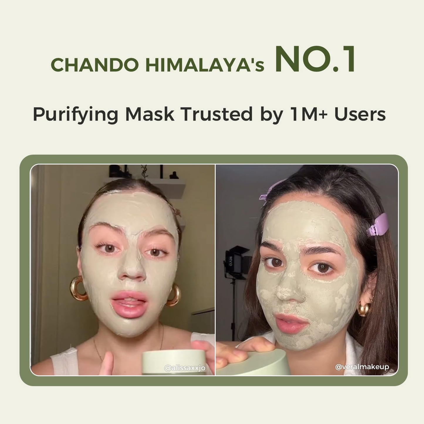 CHANDO HIMALAYA Purifying Green Tea Mask(2Pack), Natural Facial Clay Mask Deep Pore Cleansing with Green Tea Extract and Portulaca Extract, for Clogged Pores, Detoxifies & Balance Oil, 7 fl.oz