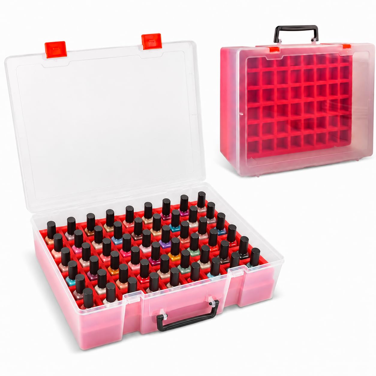 FULLCASE Nail Polish Organizer, 54 Bottles Nail Storage with Separate Sponge Compartment for Sally Hansen/for GAOY/for OPI/for Essie/for CANNI Gel/for DND Gel Polish