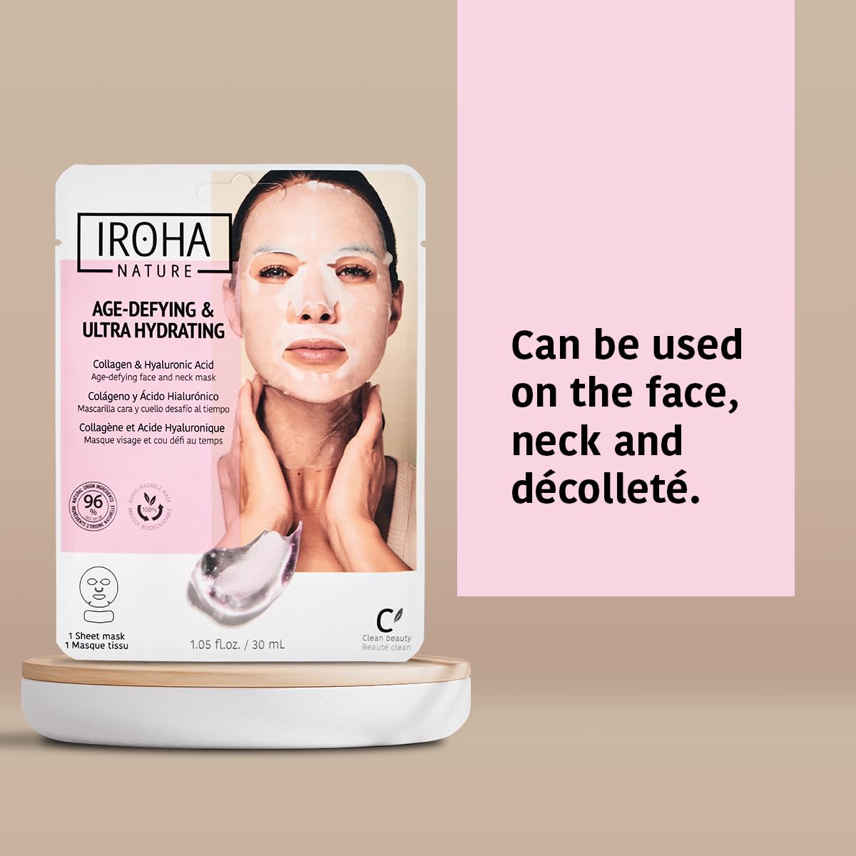 IROHA NATURE Anti-Aging Face & Neck Tissue Mask with Collagen (Pack of 15) | Firms and Prevents Wrinkles and Fine Lines | Visible Results in 15 Minutes | 96% Natural Ingredients | Mature Skin