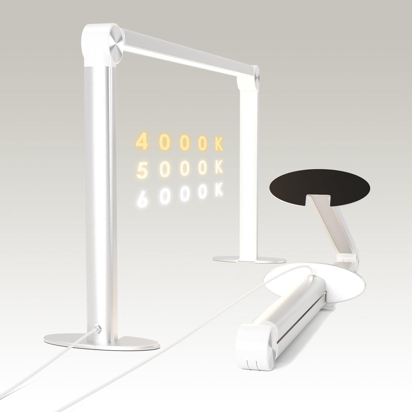 gelpal Nail Tech Lamp for Desk，30" 48W Professionals Led Light, Desk Lamp for Lash Eyelash Extension,Color Temperature 2700K-6000K, Full fold kunzl Makeup lamp,Salon&Home(Silver)