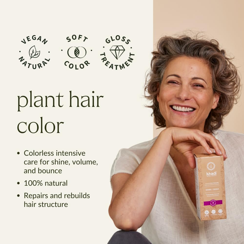 khadi SENNA/CASSIA Natural Hair Color - This colorless intensive care provides shine, volume, and elasticity - Plant hair color 100% herbal & natural - 3.5 oz