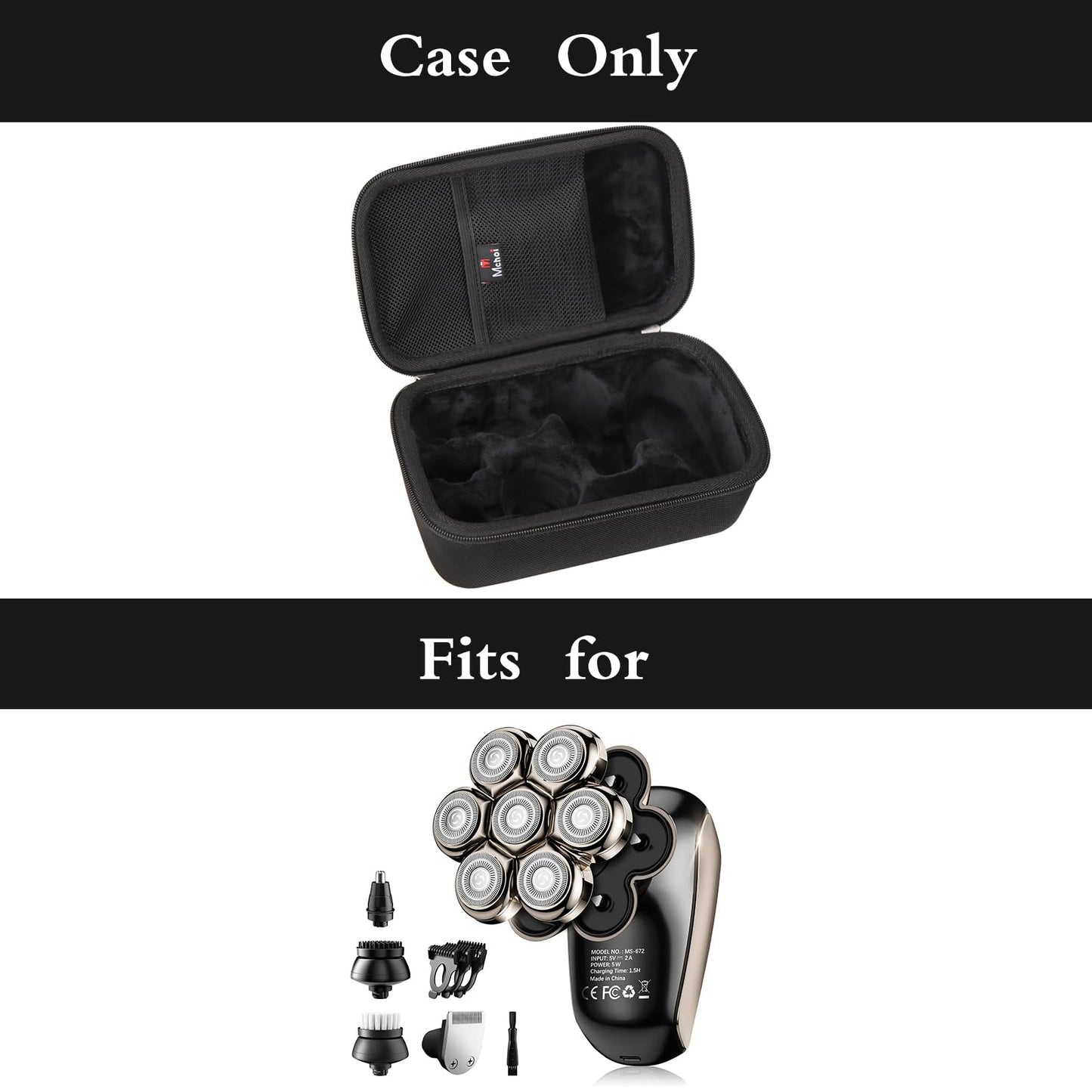 Mchoi Hard Case Suitable for SHPAVVER 5-in-1 Electric Razor IPX7 Waterproof for Bald Men, Waterproof Shockproof Head Shavers Protective Case, Case Only