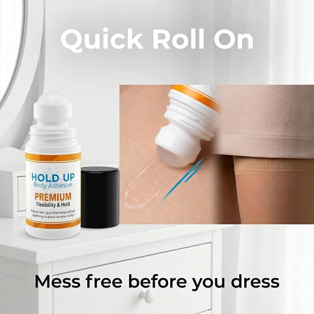 Hold Up Body Adhesive - Premium Roll-On Skin Glue for Dancers & Costumes | 2 oz, 2-Pack