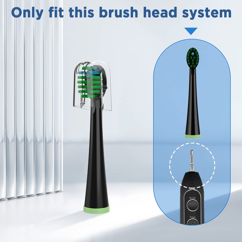 Replacement Toothbrush Heads for All Waterpik Sonic Fusion Models (SF-01, SF-02, SF-03, and SF-04 Series), Compact, with Covers, 10 Count, Black