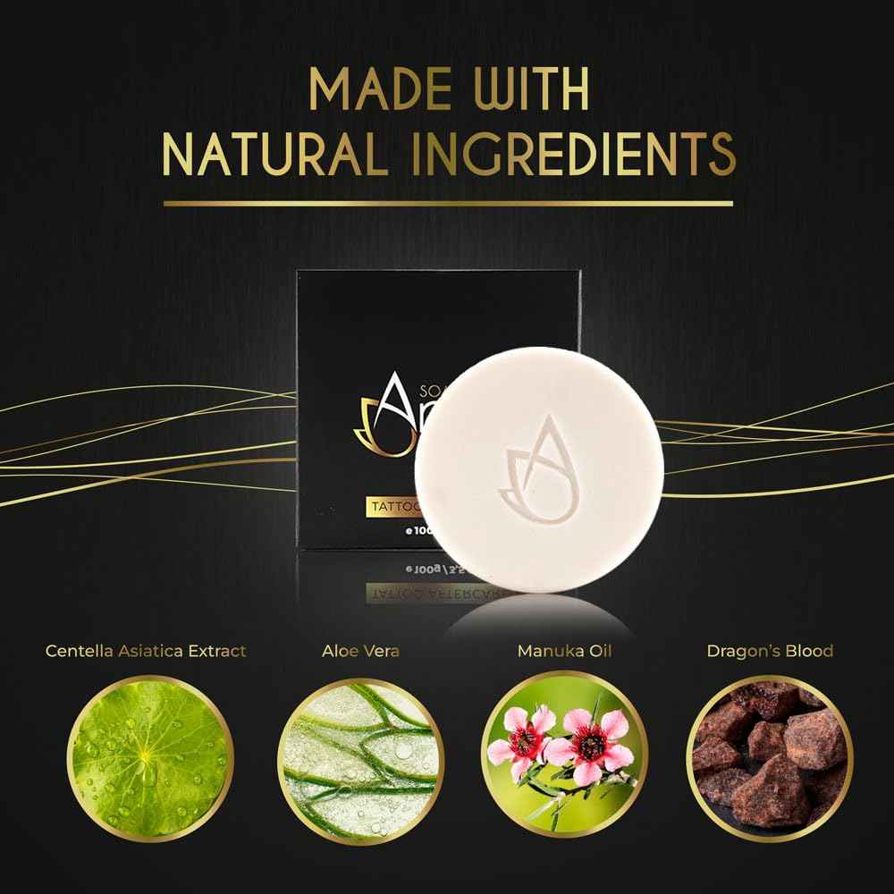 Angel Soap Allure Tattoo Aftercare - Organic Cleansing Soap Bar - Vegan Soap Bar for Tattoos, Piercings, and PMU, Neutral Soap with Aloe, Dragons Blood and Centella Asiatica (Pack of 2)