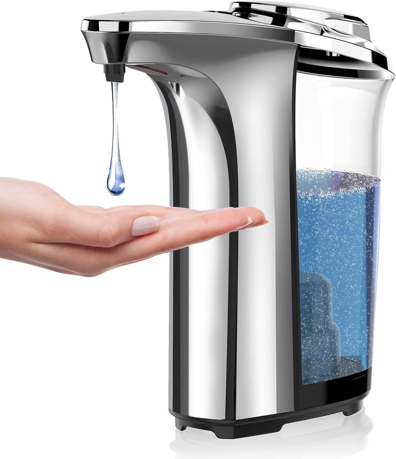 Automatic Soap Dispenser - Touchless 17oz Liquid Hand Dispenser with Infrared Sensor | Adjustable Levels, Silver
