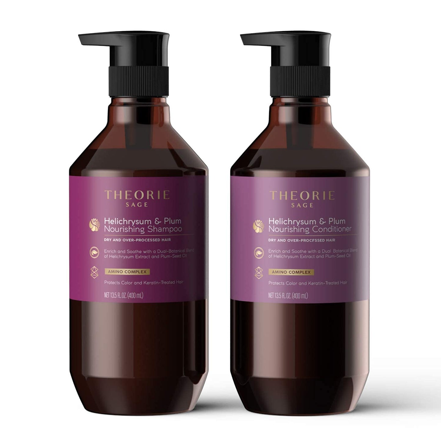 Theorie Nourishing Shampoo with Helichrysum & Plum - Enriches & Soothes Dry Hair | 800mL Pump Bottle