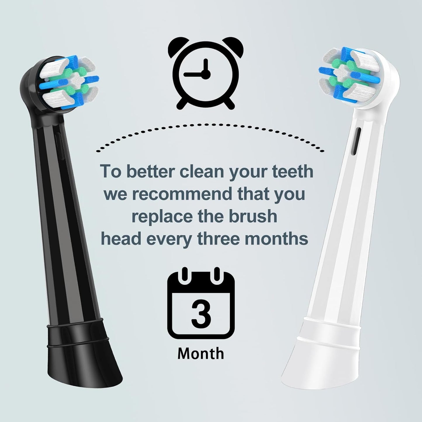 IO Replacement Brush Heads for Oral-B Electric Toothbrush | 12 Pack Compatible with Series 2-10 (Black/White)