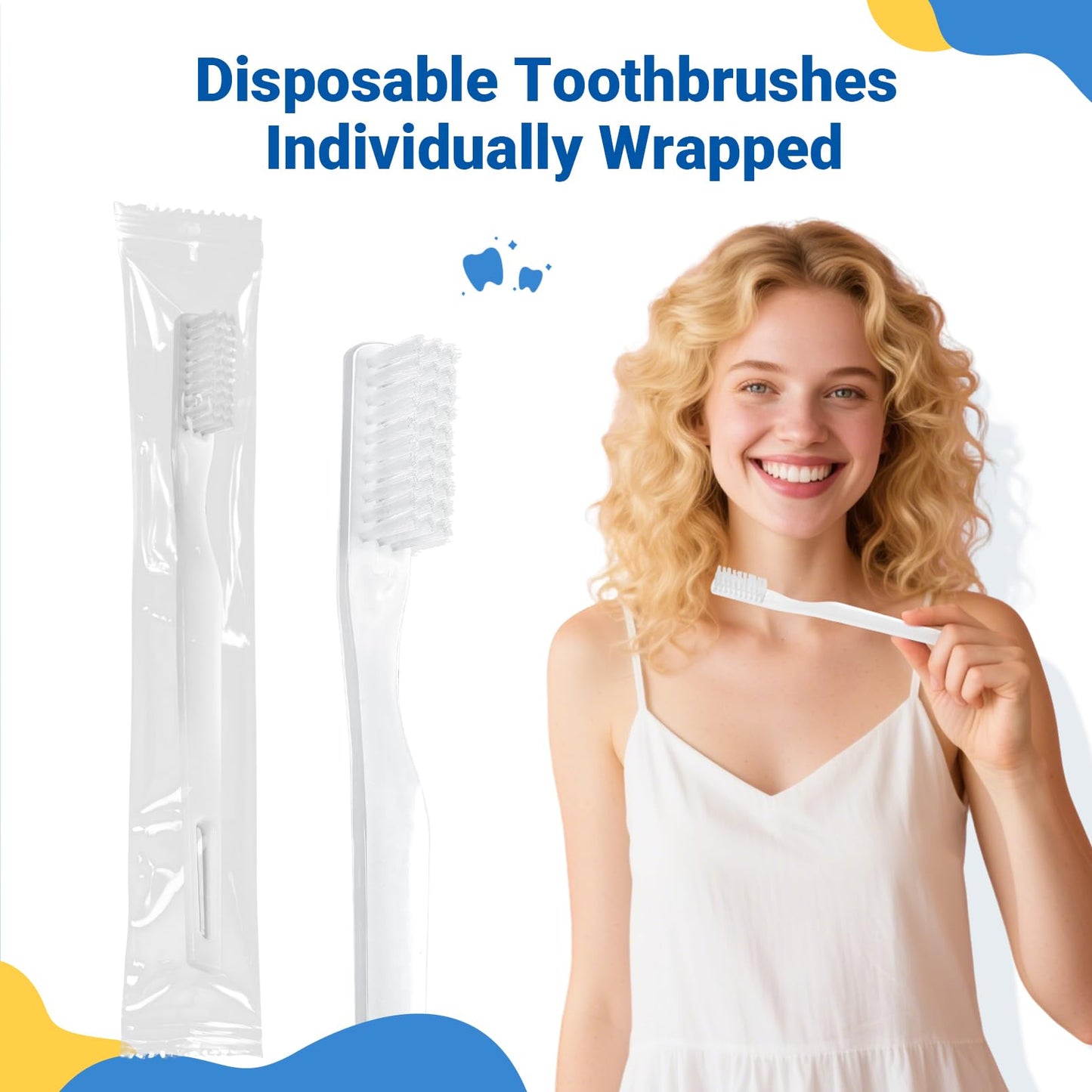 IJRPLM 200 Pack Disposable Toothbrushes Bulk, Individually Wrapped Disposable Toothbrush, Soft Bristle Travel Toothbrushes, Single Use Toothbrush for Adult Hotels Guest Travel Donation Homeless