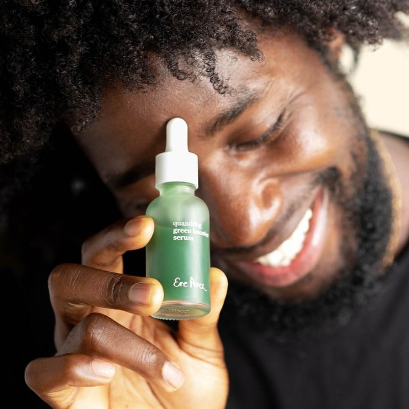 Ere Perez - Natural Quandong Green Booster Face Serum | Soothes, Balances, Hydrates, Non-Oily | Lactic Acid, Hyaluronic Acid, Chlorophyll, Spinach | Vegan, Cruelty-Free, Clean Beauty (1 fl oz | 30 mL)