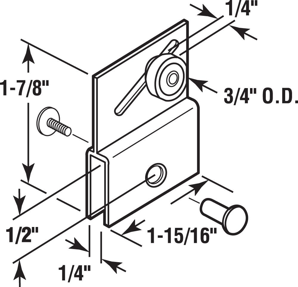 Prime-Line M 6054 Frameless Sliding Shower Door Top Bracket, 3/4 In., Flat Plastic Wheel, Steel Ball Bearings 2 Count (Pack of 1)
