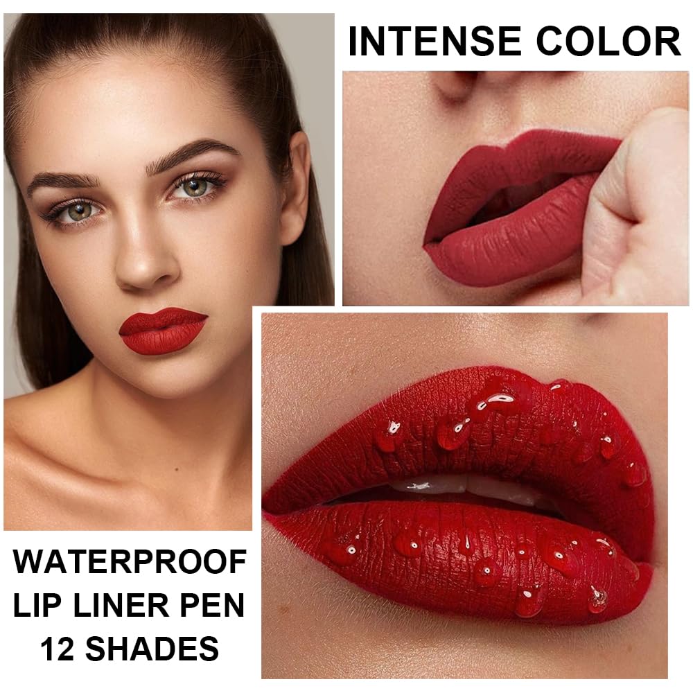 KIMIEYE 12 Colors Lip Liner Set, Matte Finish Series Lip Liners Pen, Set A