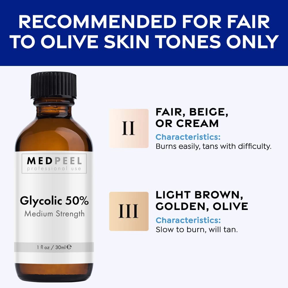 MedPeel Glycolic Acid 50% Essential Peel Kit, Includes: Prep, Neutralizer, Medium Strength Chemical Face Peel, Minimize Fine Lines, Wrinkles, Dark Spots, All Skin Tones, 1oz/30ml (Kit of 3)