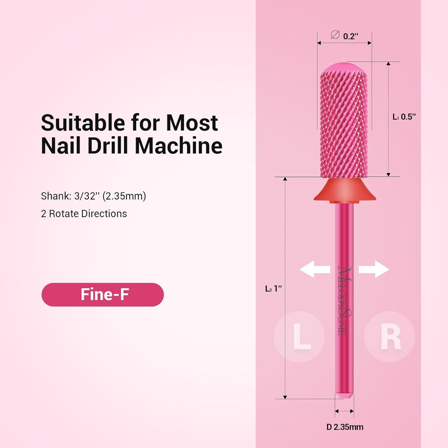 MelodySusie Nail Drill Bits - 50 Pcs Small Sanding Bands with 3.1mm Mandrel & Smooth Round Top | Carbide Small Barrel Bit