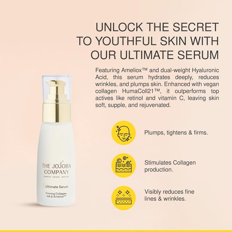 Jojoba Ultimate Serum – Face Serum with Jojoba Oil – Hydrating Formula for Smoother, Firmer-Looking Skin – Lightweight Daily Moisturizer for Fine Lines, Wrinkles & Uneven Texture – 30ml