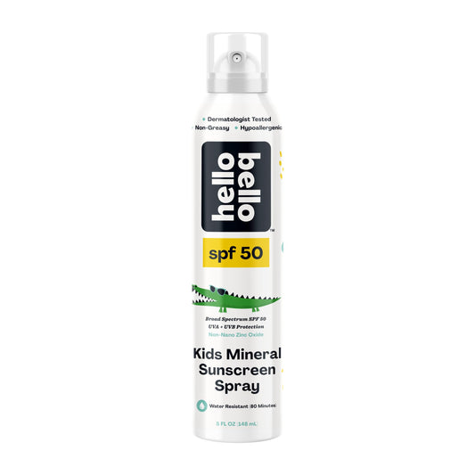 Hello Bello SPF 50 Kids Mineral Sunscreen Spray, Hypoallergenic Broad Spectrum UVA and UVB Protection, Reef Friendly and Water Resistant, 5 oz