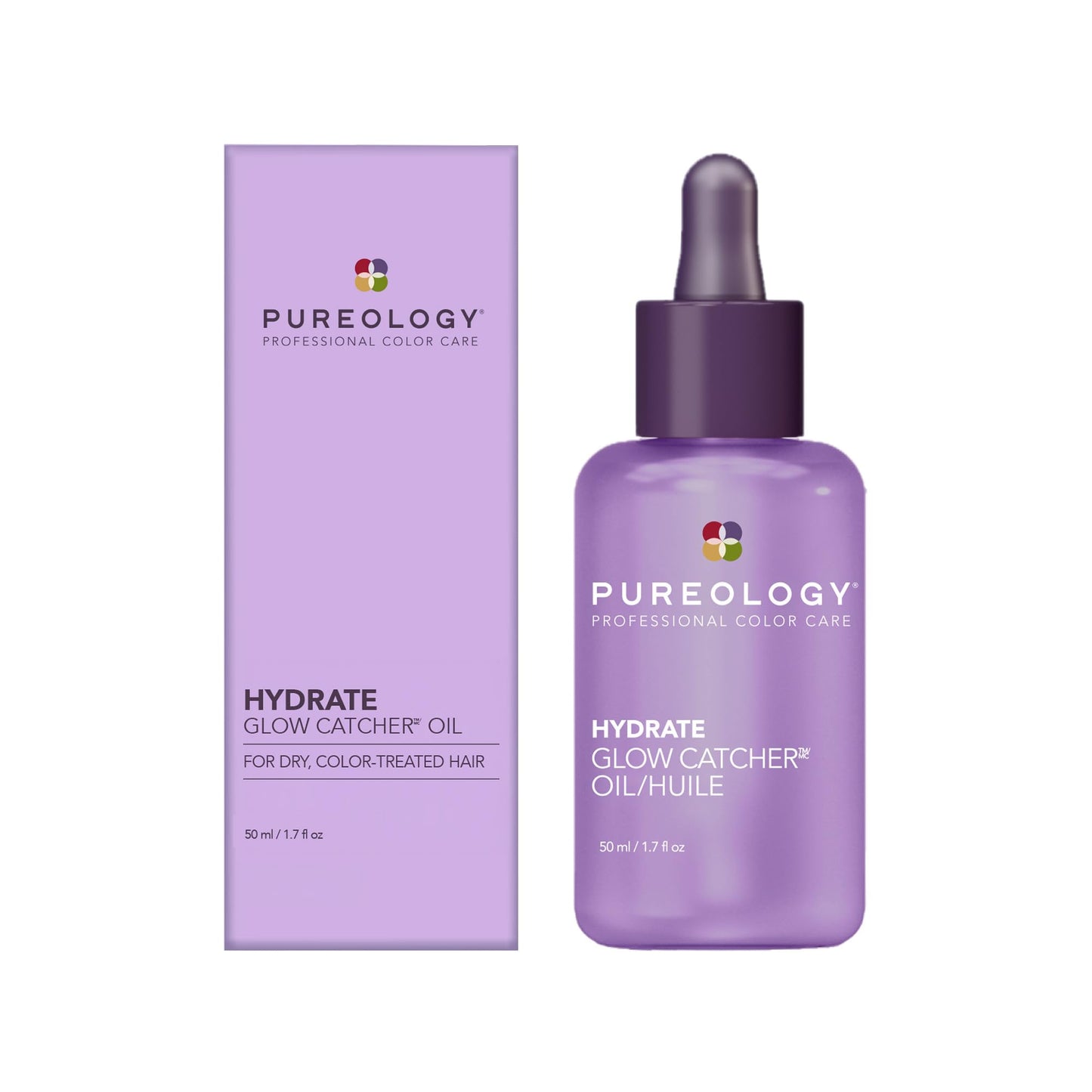 Pureology Hydrate Glow Catcher Hair Oil - Up to 72 Hours of Hydration & Shine, All Day Anti-Frizz, For Dry Hair, Lightweight Heat Protectant, Color Safe