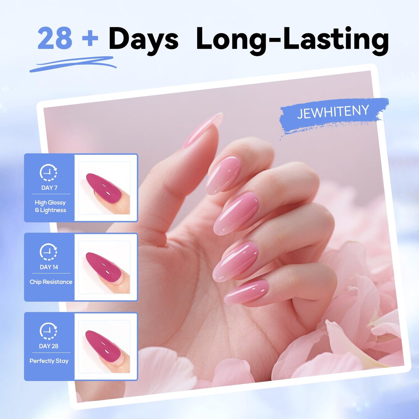 JEWHITENY 28 Colors Poly Nail Gel Set - 15ml Nude Pink Brown Black Grey Blue Yellow Tones for French Manicure DIY Nail Art Salon & Home Use Holiday Gift
