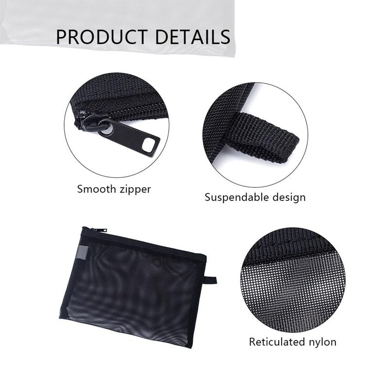 YONBEN Mesh Cosmetic Bag 3 Size Makeup Bag Set Nylon Waterproof Organizing Bags Purse Organizer Pouches Travel Bags with Zipper (10,Large)