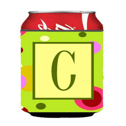 Caroline's Treasures CJ1010-CCC Letter C Monogram - Lime Green Can or Bottle Hugger Cooler Washable Drink Sleeve Collapsible Beverage Insulated Holder, Can Hugger, Multicolor
