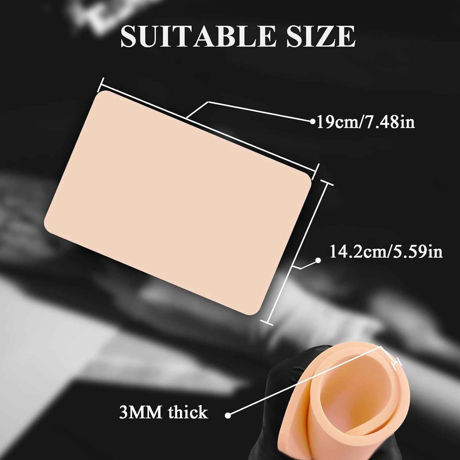 Anghie 10Pcs Tattoo Practice Skin 7.4 * 5.6'' Tattoo Skins 3MM Thick Blank Double Sides Fake Skin for Practicing for Experienced Artists and Beginner
