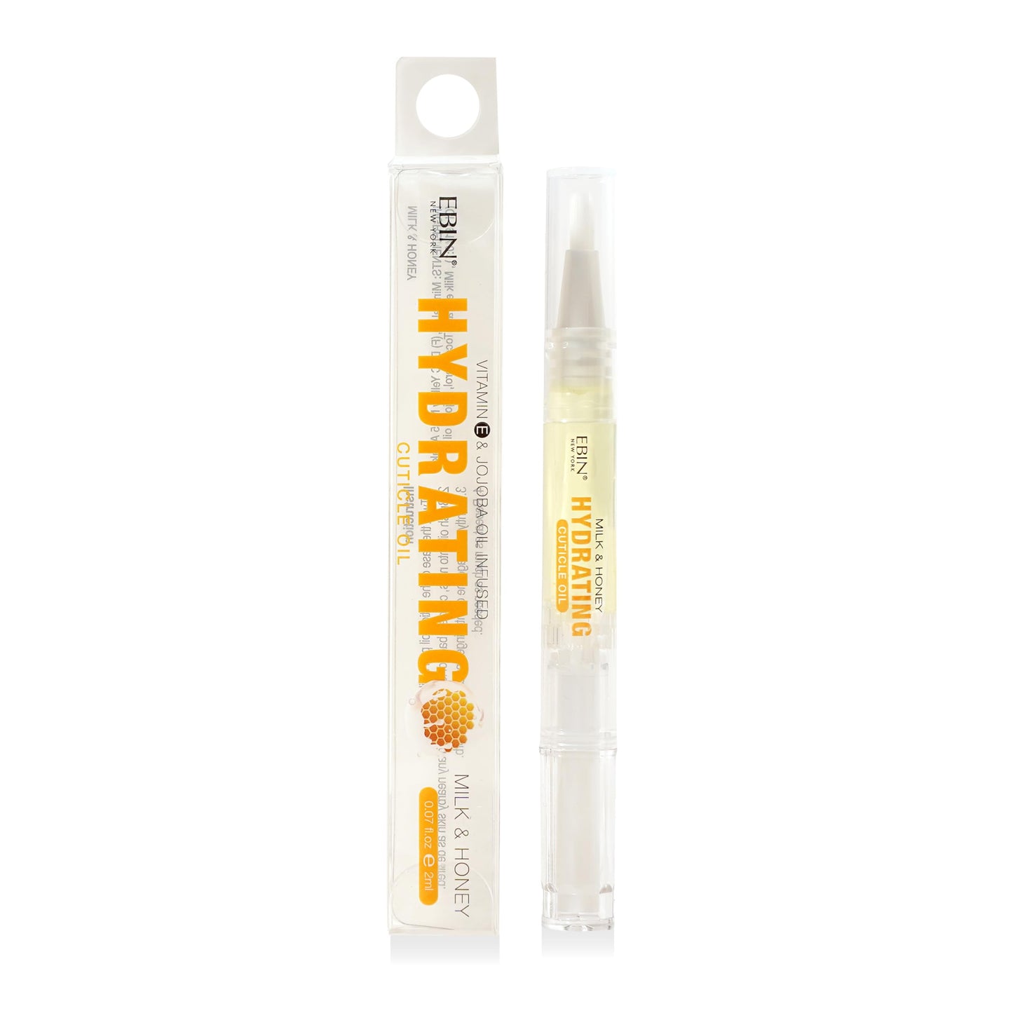 EBIN NEW YORK Cuticle Oil Pen - Hydrating Milk & Honey Infused, Jojoba Oil and Vitamin E Blend to Soften Cuticles and Strengthen Nails, Travel Size