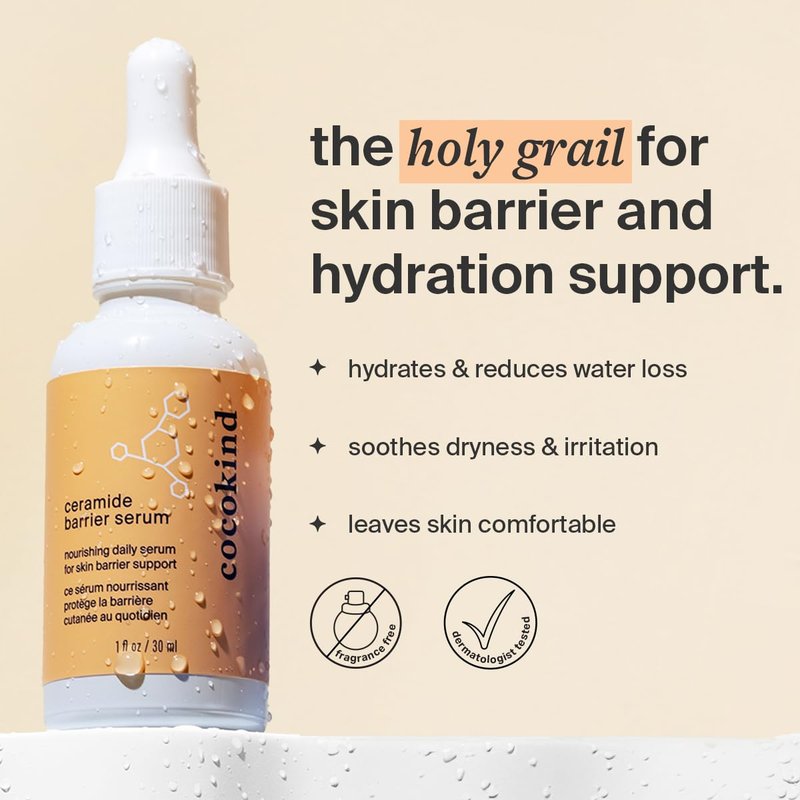 Cocokind Ceramide Barrier Serum - Hydrating Serum for All Skin Types | Fragrance-Free, 1 fl oz