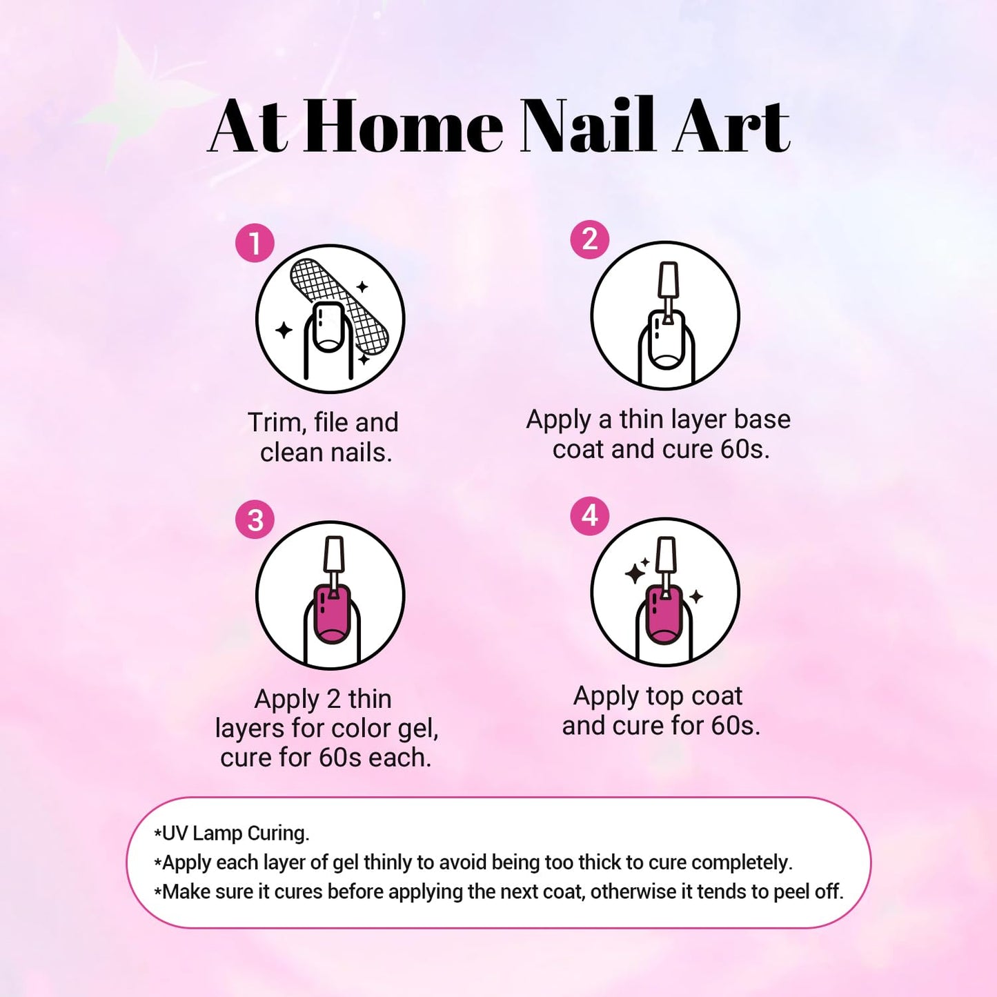 JODSONE Gel Nail Set 20+3 Colors High Shine Gorgeous Gel Polish Base Top Matte Coat Nice Gifts Show Charm