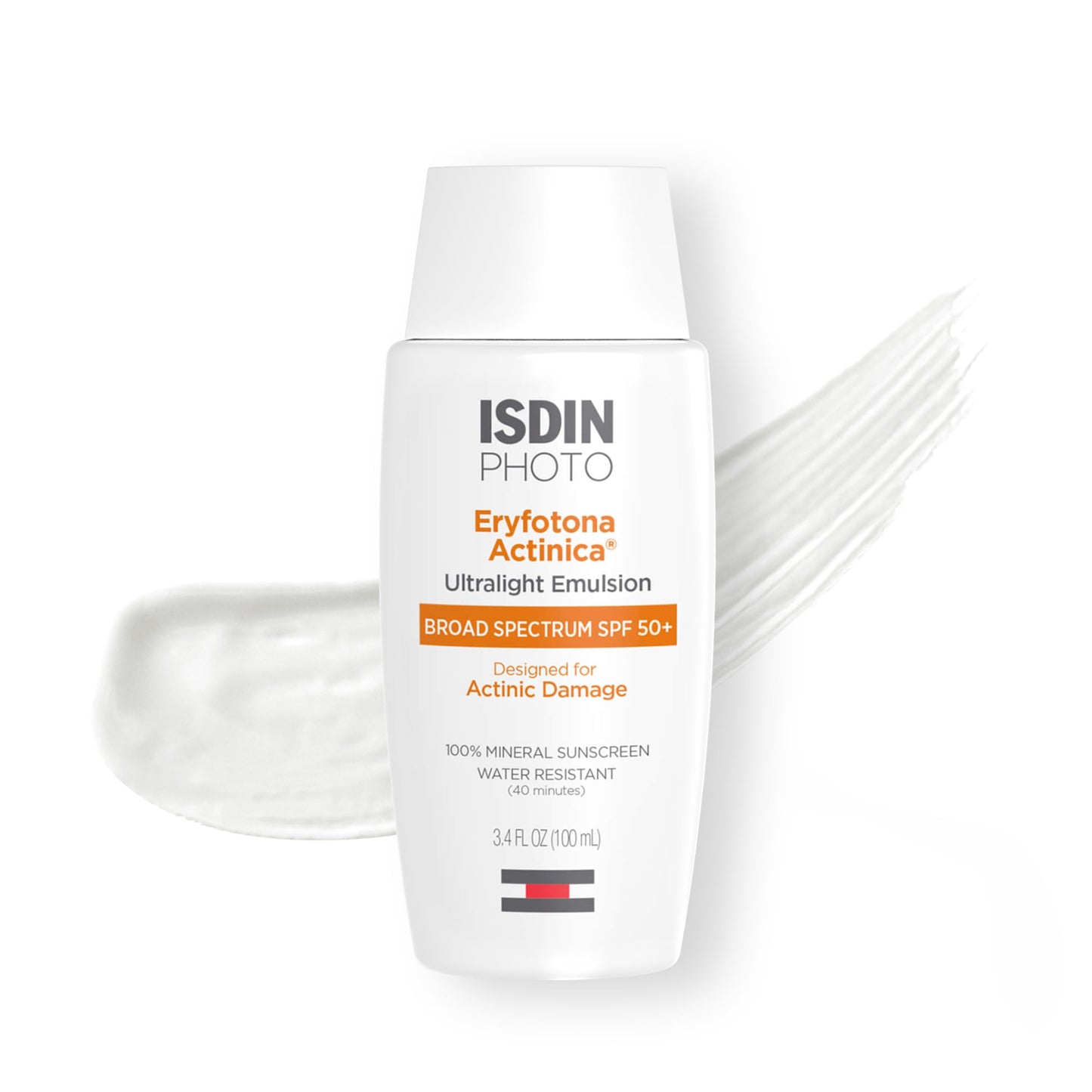 ISDIN Eryfotona Actinica SPF 50+, Mineral Sunscreen for Face with Zinc Oxide, Anti-Aging Sunscreen, No White Cast, Dermatologist Recommended, 3.4 Fl Oz