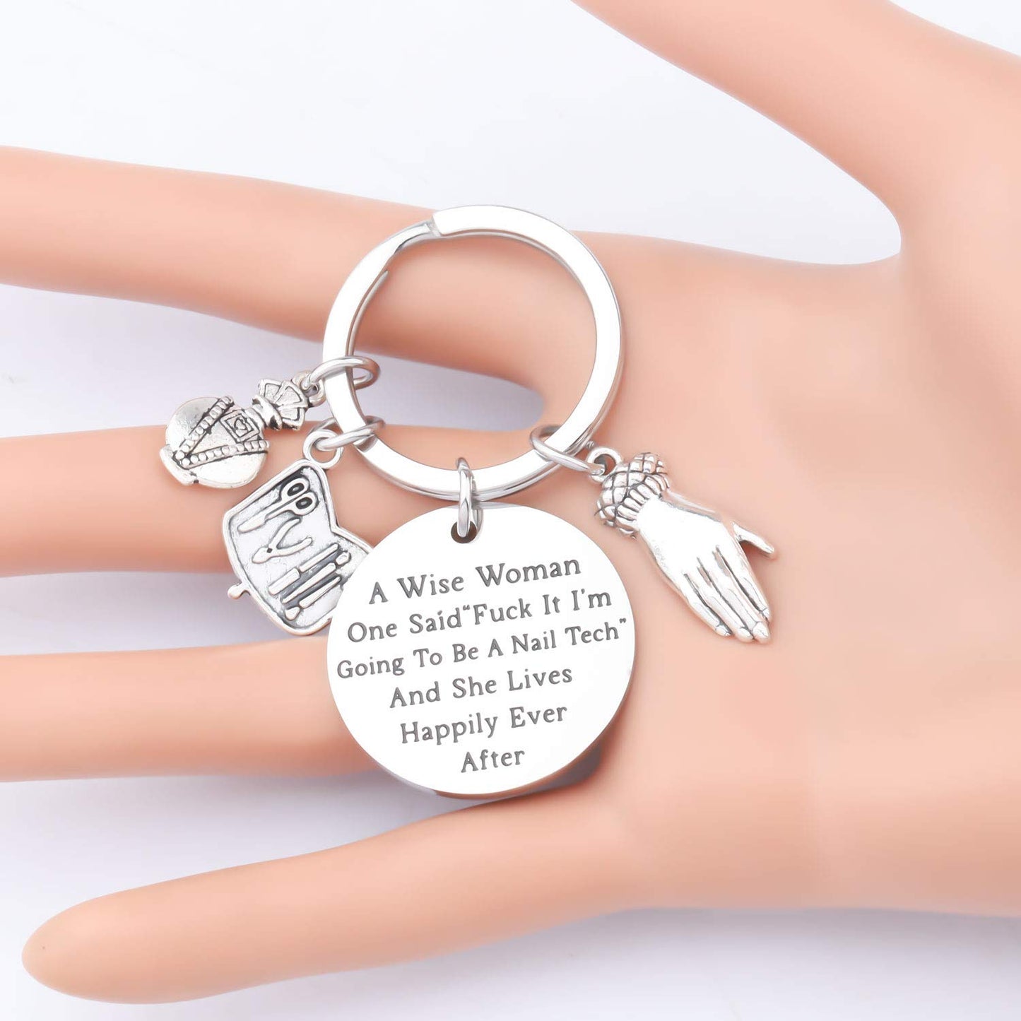 TGBJE Nail Technician Gift Manicurist Gift A Wise Woman Going to Be A Nail Tech and She Lived Happily Ever After Nail Tech Jewelry Nail Tech Keychain Nail Artist Gift (wise nail tech)