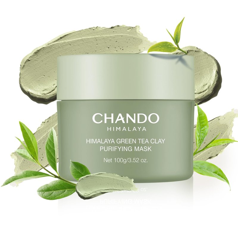 CHANDO HIMALAYA Purifying Green Tea Mask - Deep Pore Cleansing Facial Clay with Green Tea & Portulaca Extract | 3.52 fl. oz