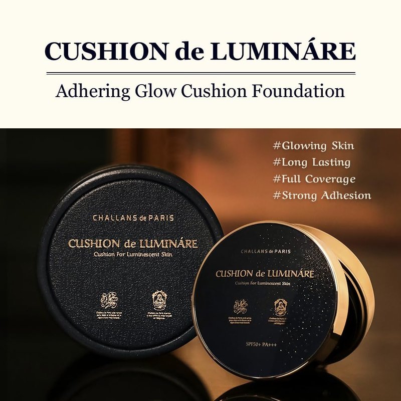 [CHALLANS de PARIS] CUSHION de LUMINÁRE EX – 23 Medium Beige | Radiant Glow Cushion Foundation, Full Coverage, Long-Lasting Wear, Premium Formula, Smooth & Luminous Finish, 0.53 oz