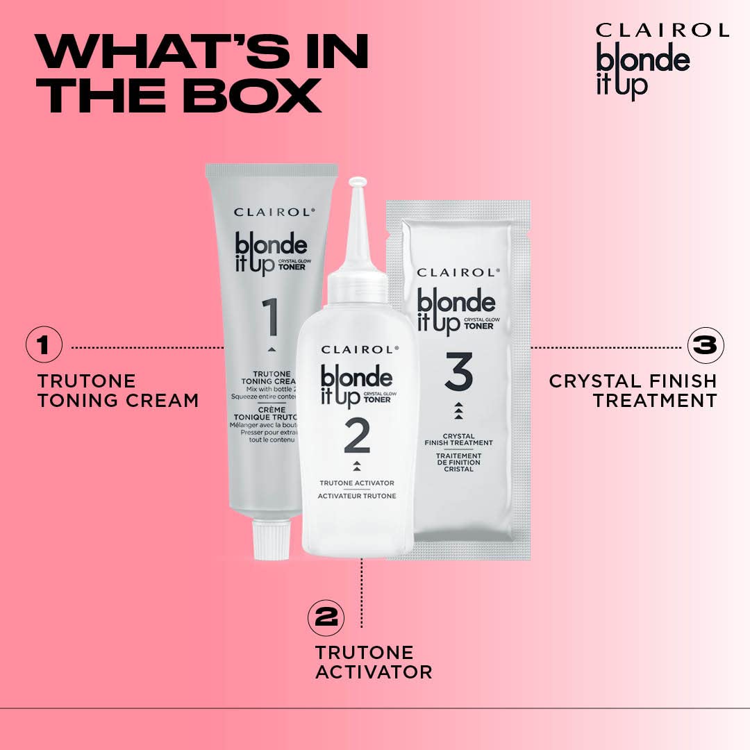 Clairol Blonde It Up Crystal Glow Toners Demi-Permanent Hair Dye, Luminous Pearl Hair Color | Ammonia Free | Add Pearlescent Tones to Pre-Lightened Shades | Neutralizes Warmth | Pack of 1