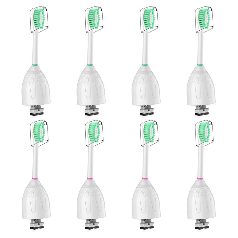 Replacement Toothbrush Heads for Philips Sonicare E-Series/Essence/Xtreme/Elite and Other Screw-on Electric Toothbrush Models, 8 Pack, Dupont Bristles with Protective Cover