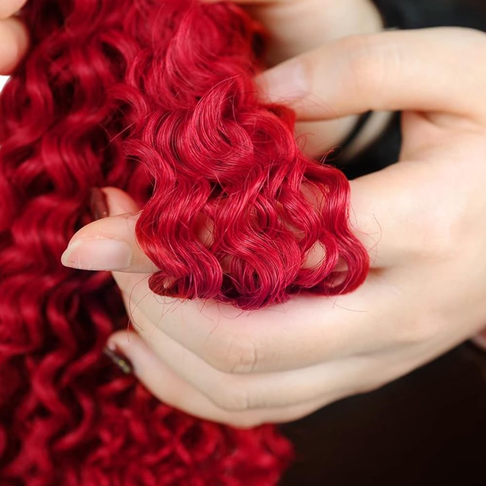 Red Kinky Curly Hair Bundles - Unprocessed Virgin Hair Extensions | Soft Burgundy, 12 Inch