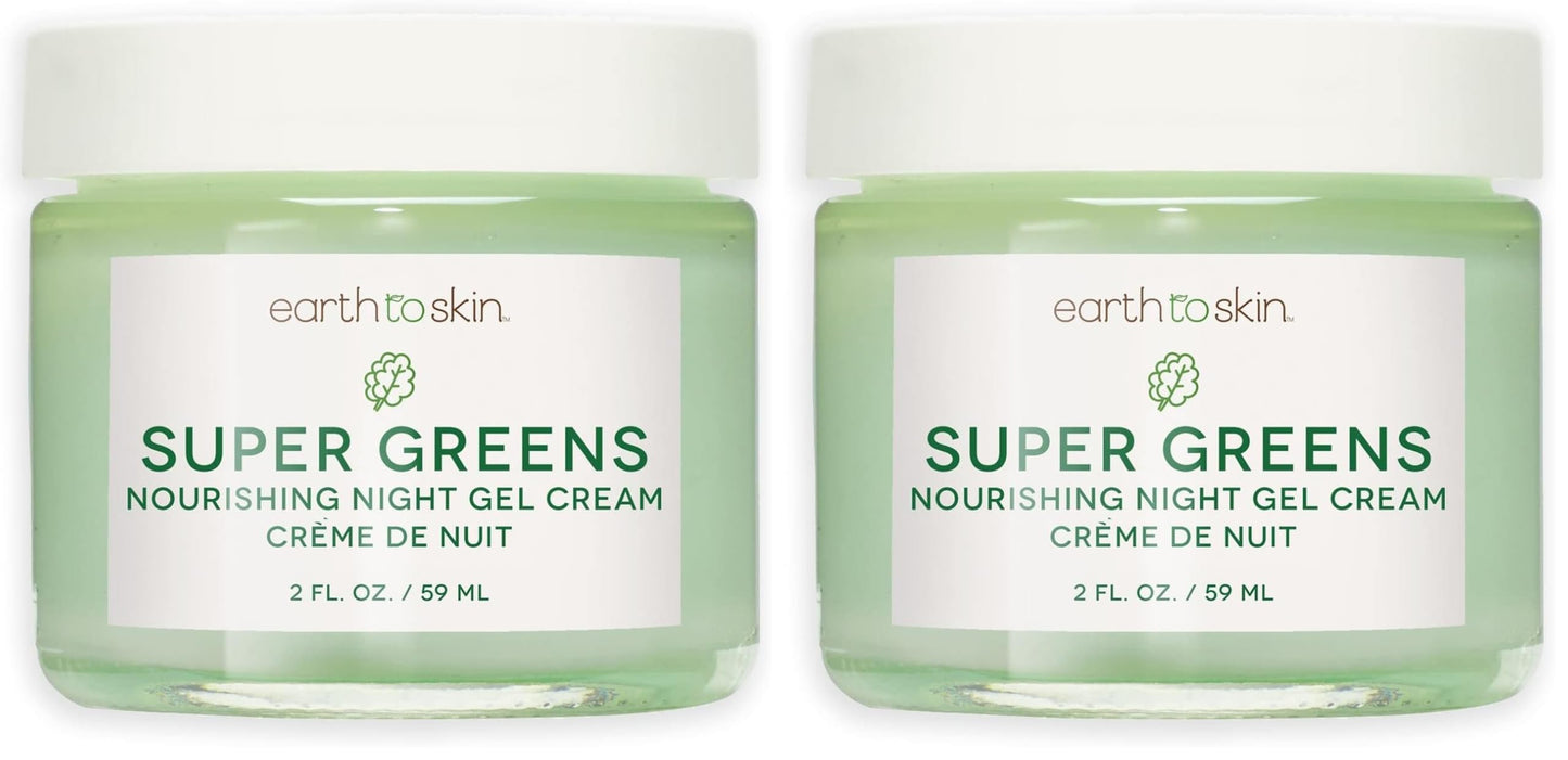 Earth To Skin Super Greens Nourishing Night Gel Cream (2.0 Fl Oz) (Pack of 2)