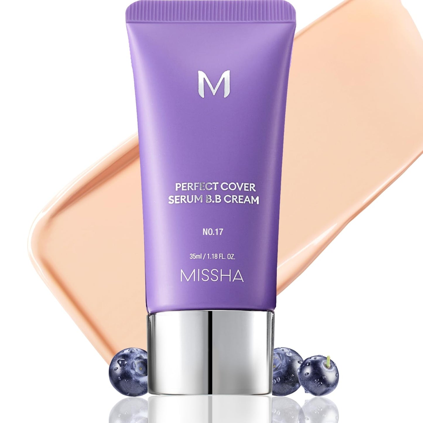 MISSHA M Perfect Cover Serum BB Cream No.17 Fair- Fair with Cool Undertone, Skin Tint, Tinted Moisturizer, Skin Care Foundation Makeup, Korean Makeup,1.18 Fl oz