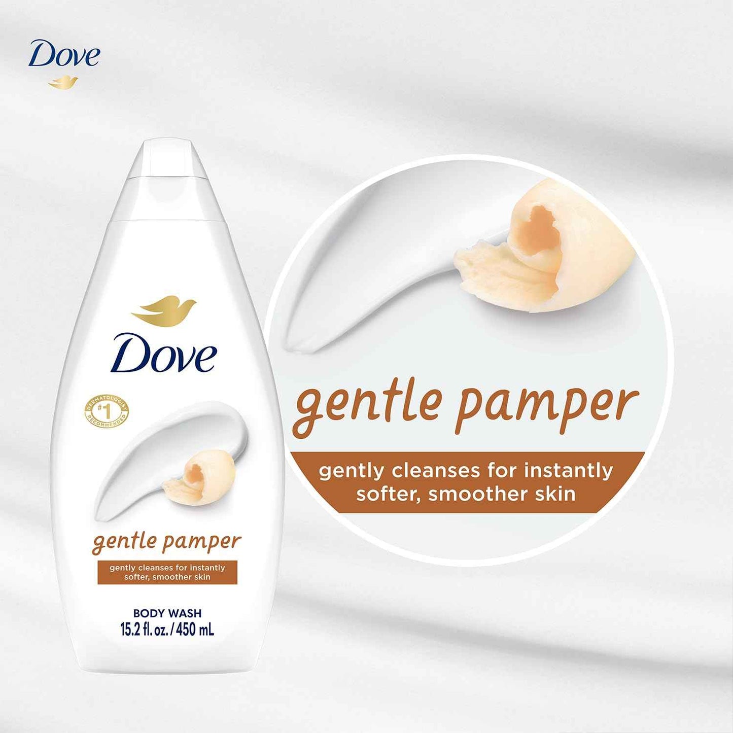 Dove Body Wash, Gentle Pamper 2-Pack – Soothing Moisturizing Cleanser for Soft Skin, 15.22 Oz Ea