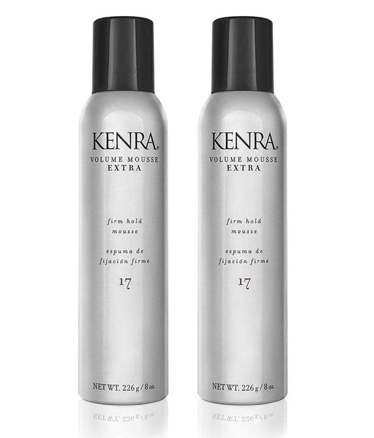 Kenra Volume Mousse Extra 17 | Firm Hold Mousse | Alcohol Free | Non-drying, Non-flaking Lightweight Formula | Tames Frizz & Conditions |Thermal Protection up to 450F| All Hair Types | 8 oz (2-Pack)