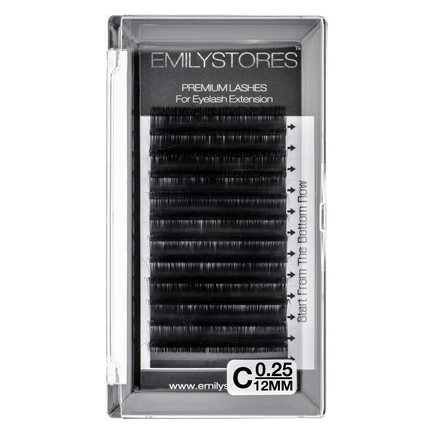 EMILYSTORES Eyelash Extensions 0.25mm Thickness C Curl Individual Volume Fake Eye Lashes (12MM)