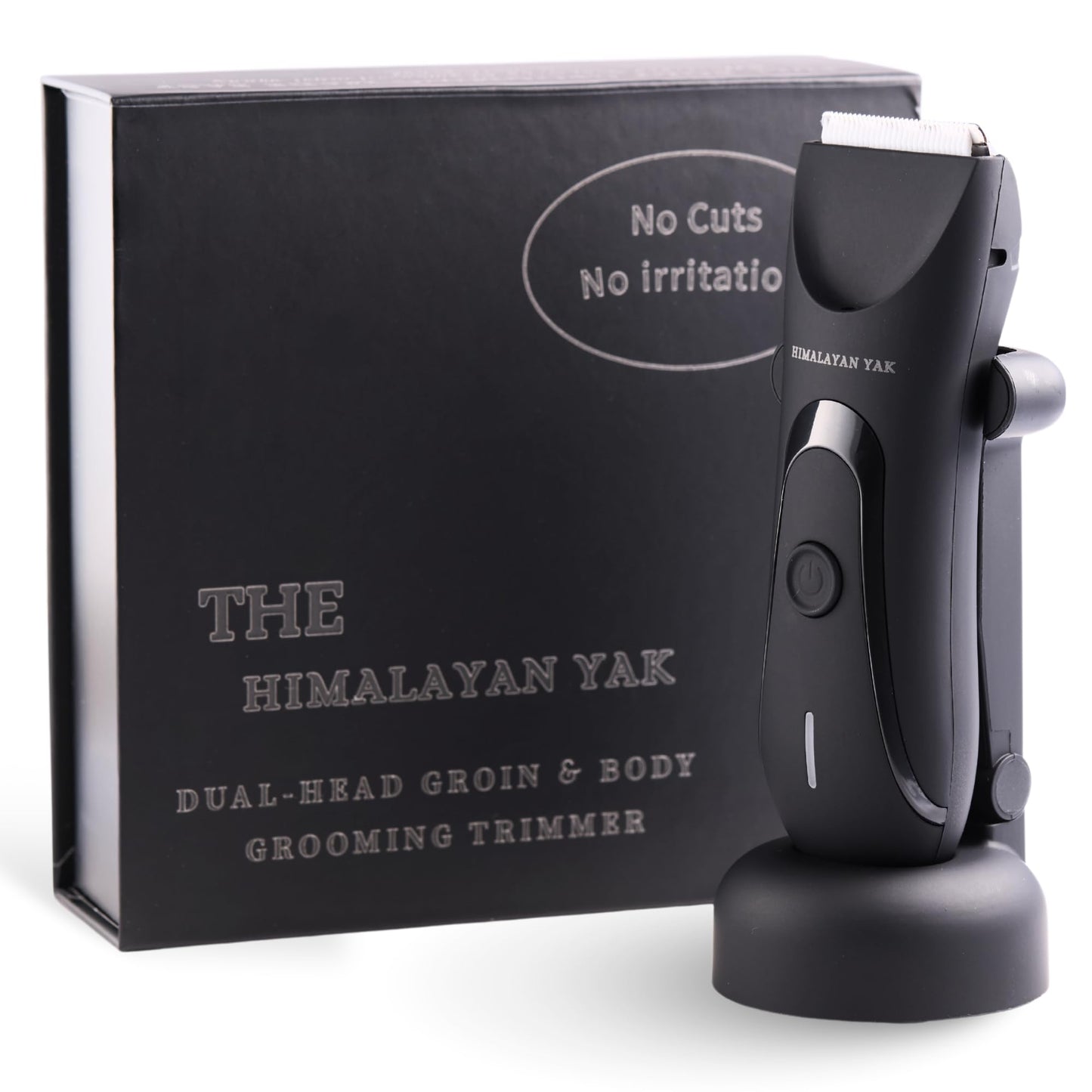 HIMALAYAN YAK Dual-Head Electric Body Hair Trimmer for Men & Women, Waterproof Groin & Bikini Shaver, Wet/Dry Groomer with Replaceable Ceramic Blades,USB Recharge Dock, Hygiene Razor for Full-Body Use