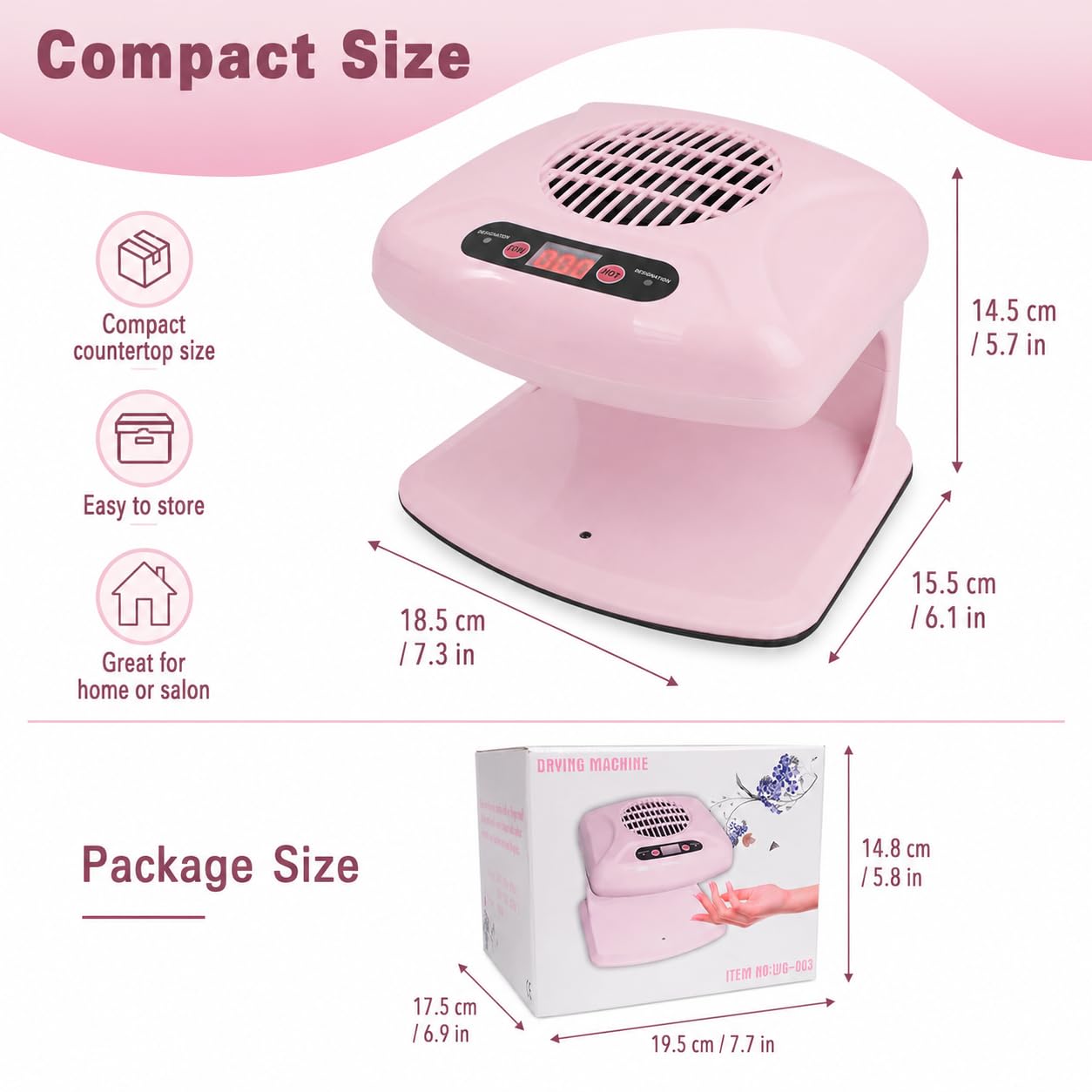 Nail Dryer for Regular Polish,300W Nail Drying Fan with Auto Sensor,Hot & Cold Air Nail Drying Fan for Salon & Home Manicure Use