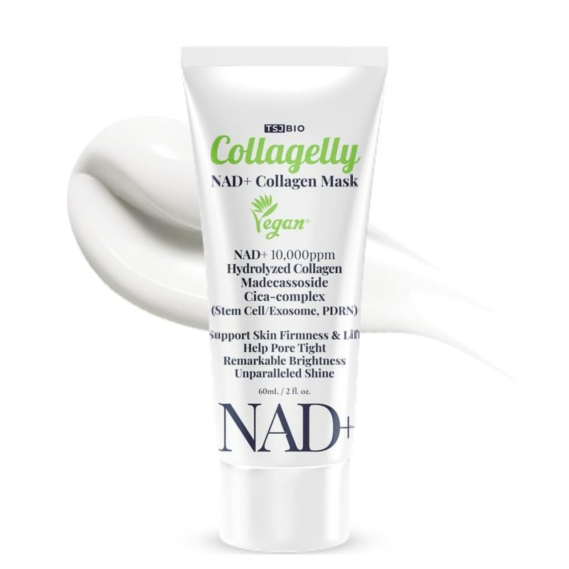 TSJ Bio NAD+ Collagelly Vegan Collagen Mask – 2.1 fl. Oz with 10,000ppm NAD+, NMN, Exosome Complex - Korean Skin Care | Super Peel-Off Face for Blackheads, Pores, Lifting, Exfoliating